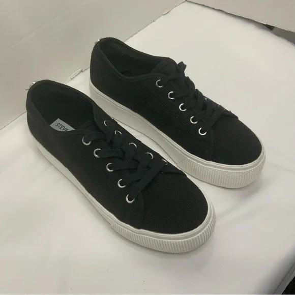 Steve Madden Black Platform Sneakers Shoes - Picture 9 of 12
